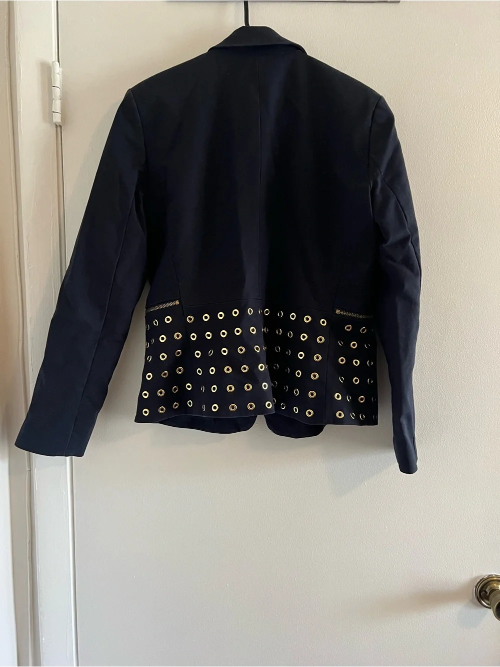 Ladies Michael Kors Navy Blazer with Gold Grommet Detail